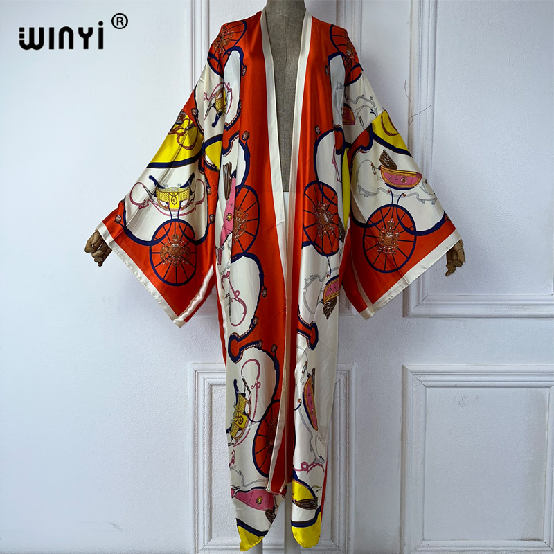 Cover Up Kaftan - WINYI Kimono Motif Boho Cardigan Musim