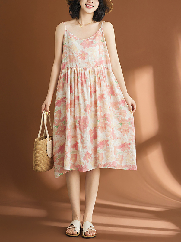 Linen Dress Wrap - Gaun wanita kasual berbahan katun linen,