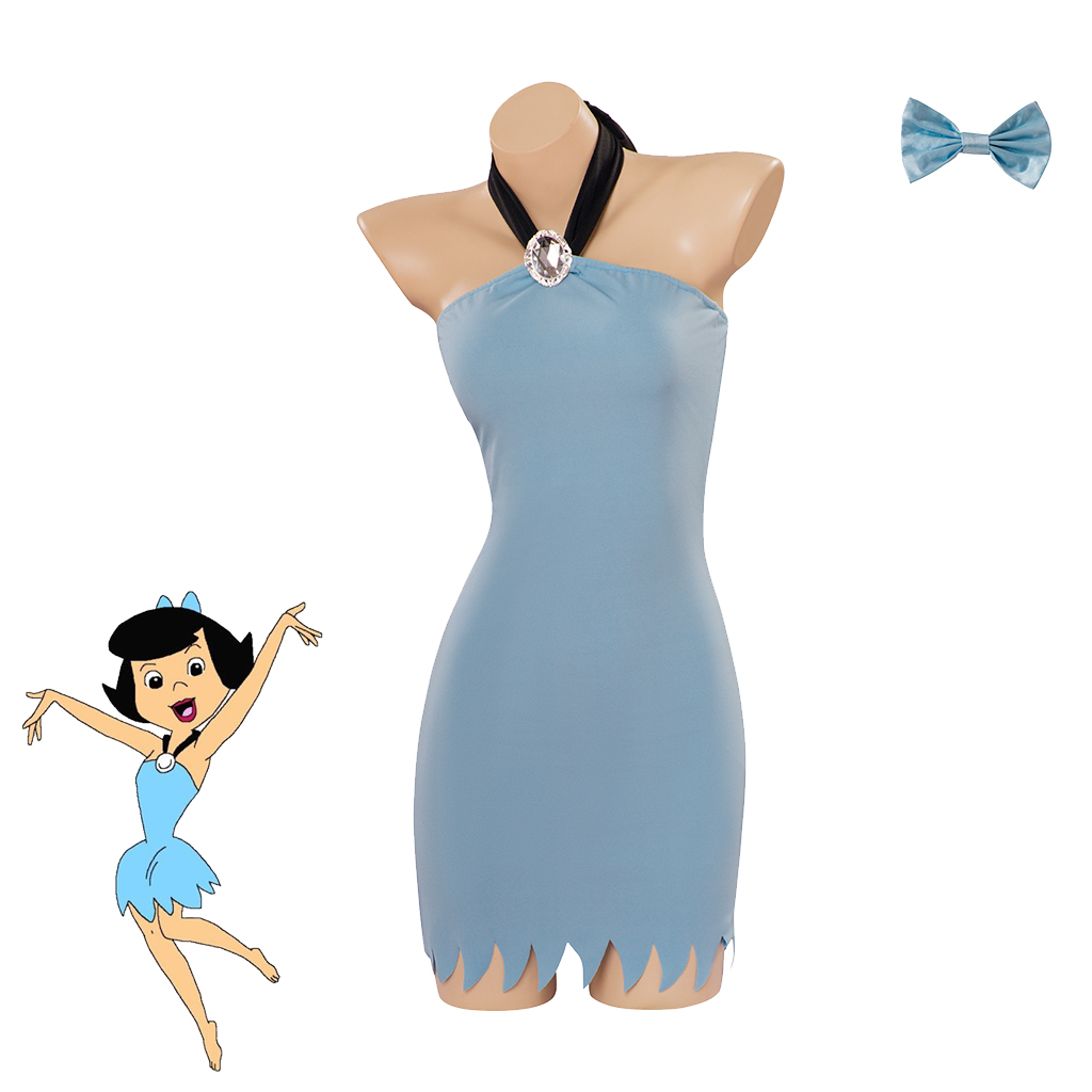 Maxi Dress Halter - Kostum Cosplay Betty Rubble Gaun Tube