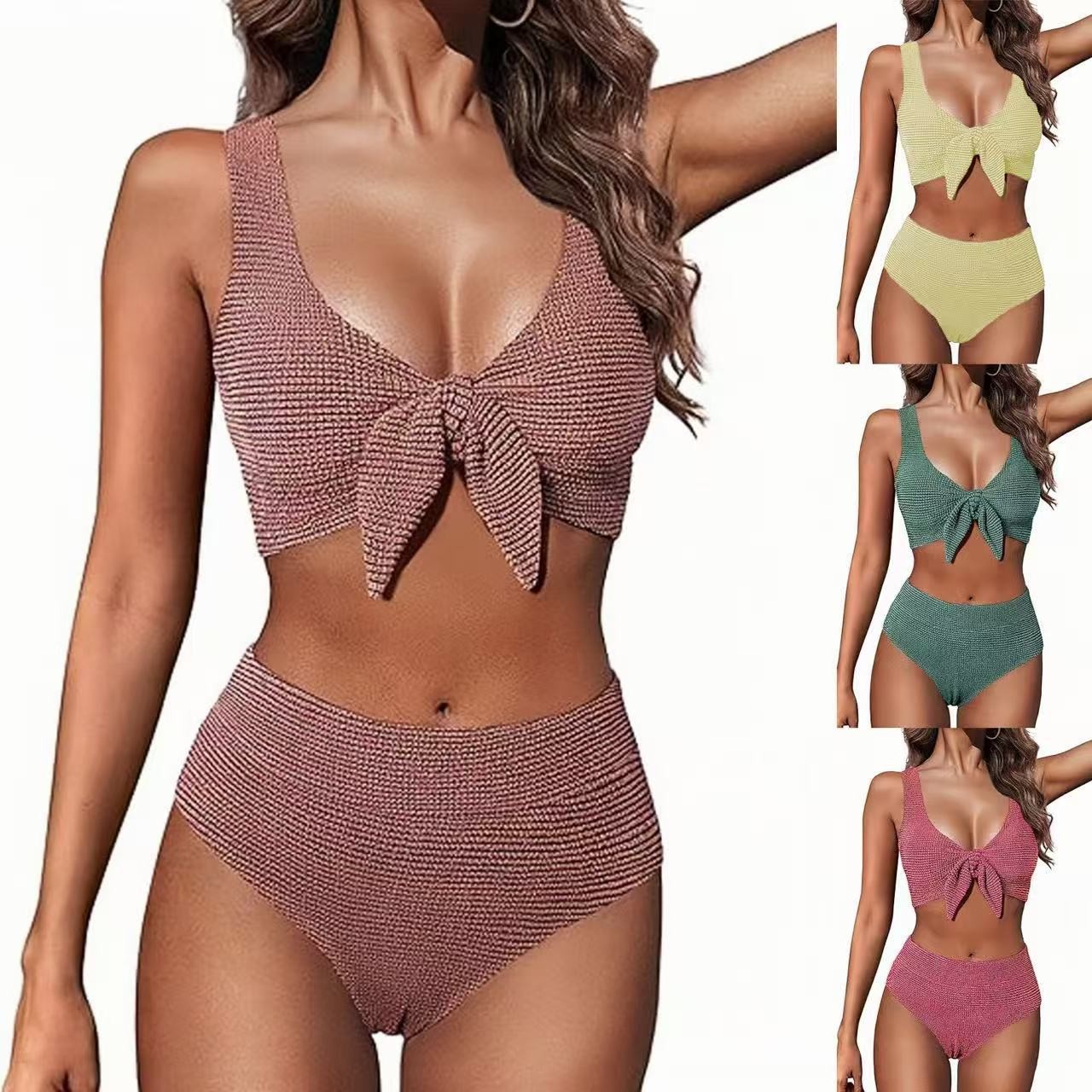 Swimsuit Bikini Ruched - Baju Renang Wanita Bikini V Neck
