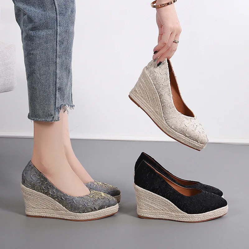 Sepatu Wedge Platform Motif Bu - Wedge Espadrille Women ulasan dan harga